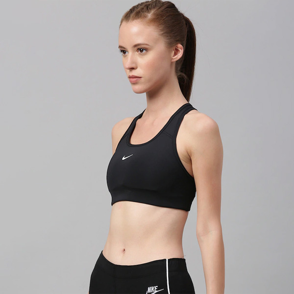 Black Solid Non-Wired Lightly Padded DRI-Fit SWOOSH Training