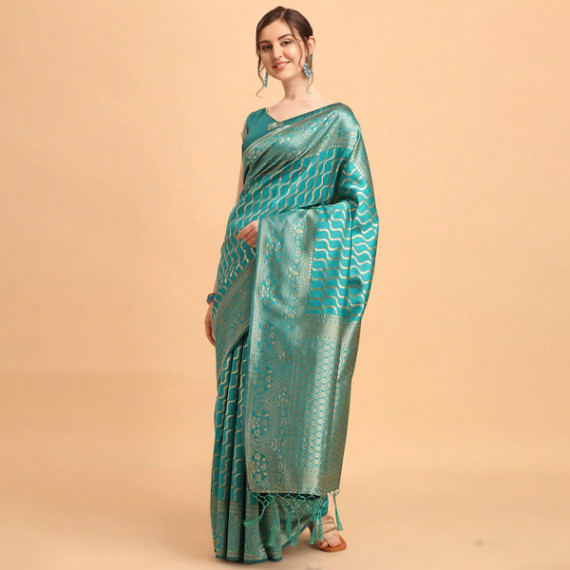 https://shop-ally.in/products/green-gold-toned-silk-blend-fusion-leheriya-saree